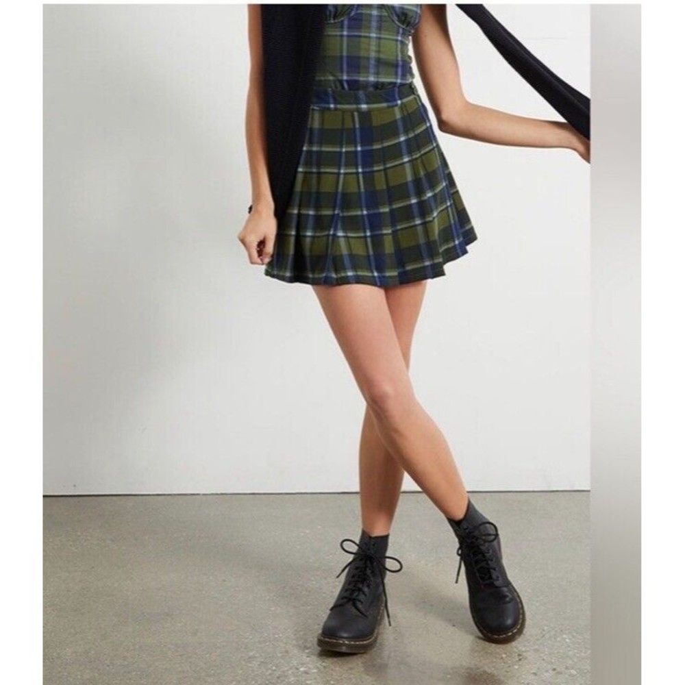 WeWoreWhat Plaid Mini Skirt in Green and Blue